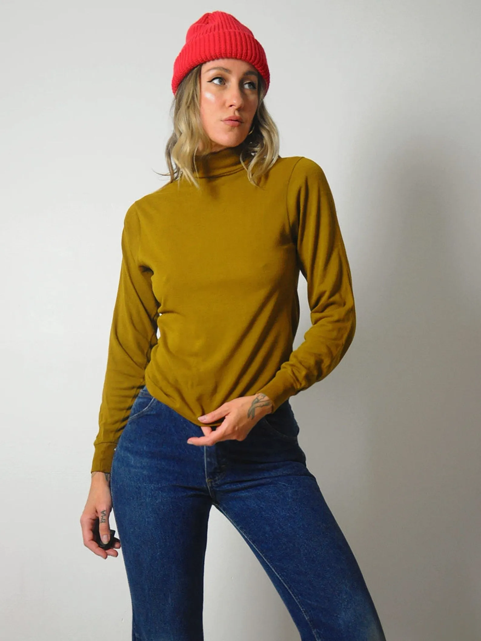 1970's Ochre Thin Turtleneck