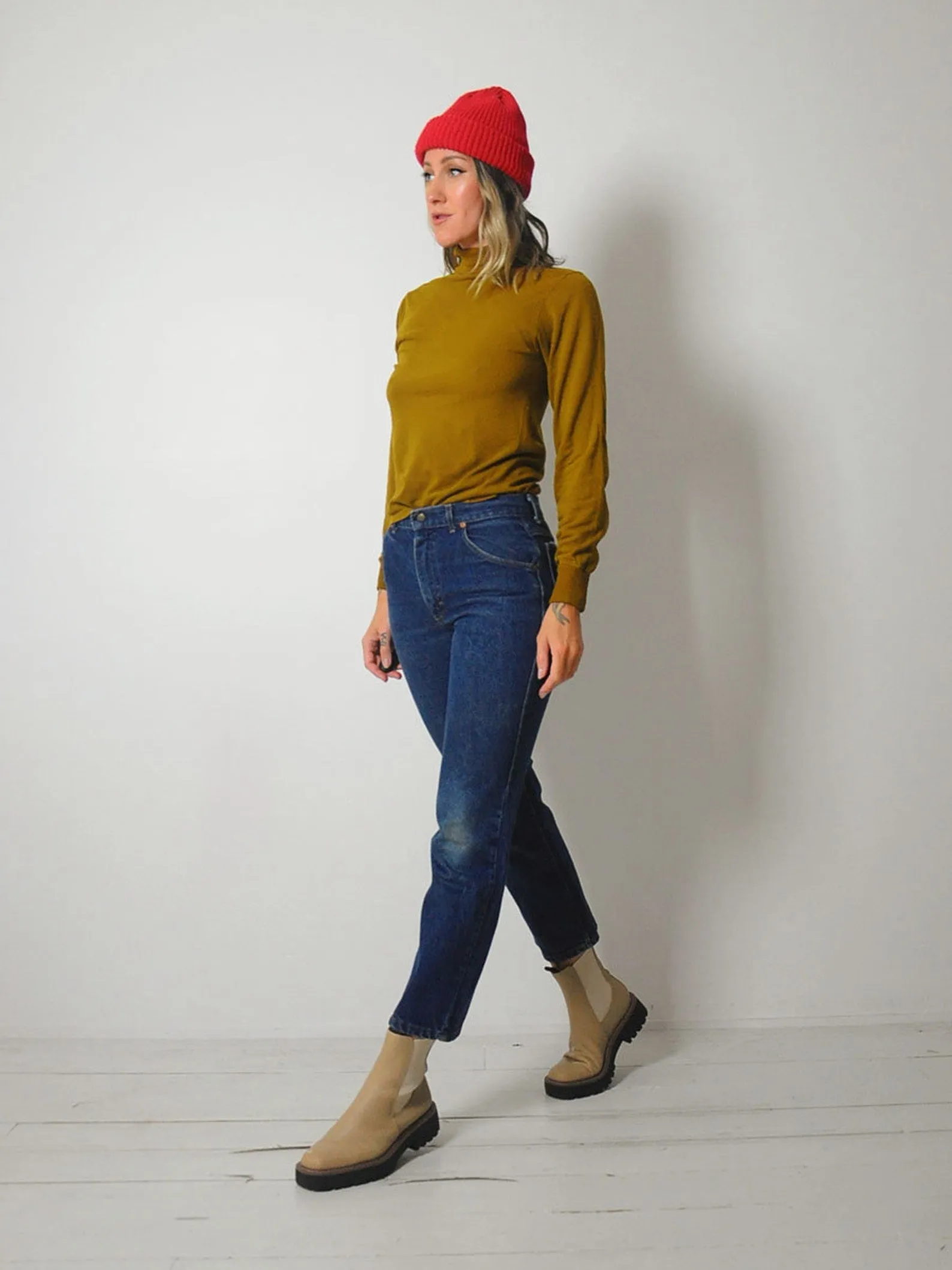 1970's Ochre Thin Turtleneck