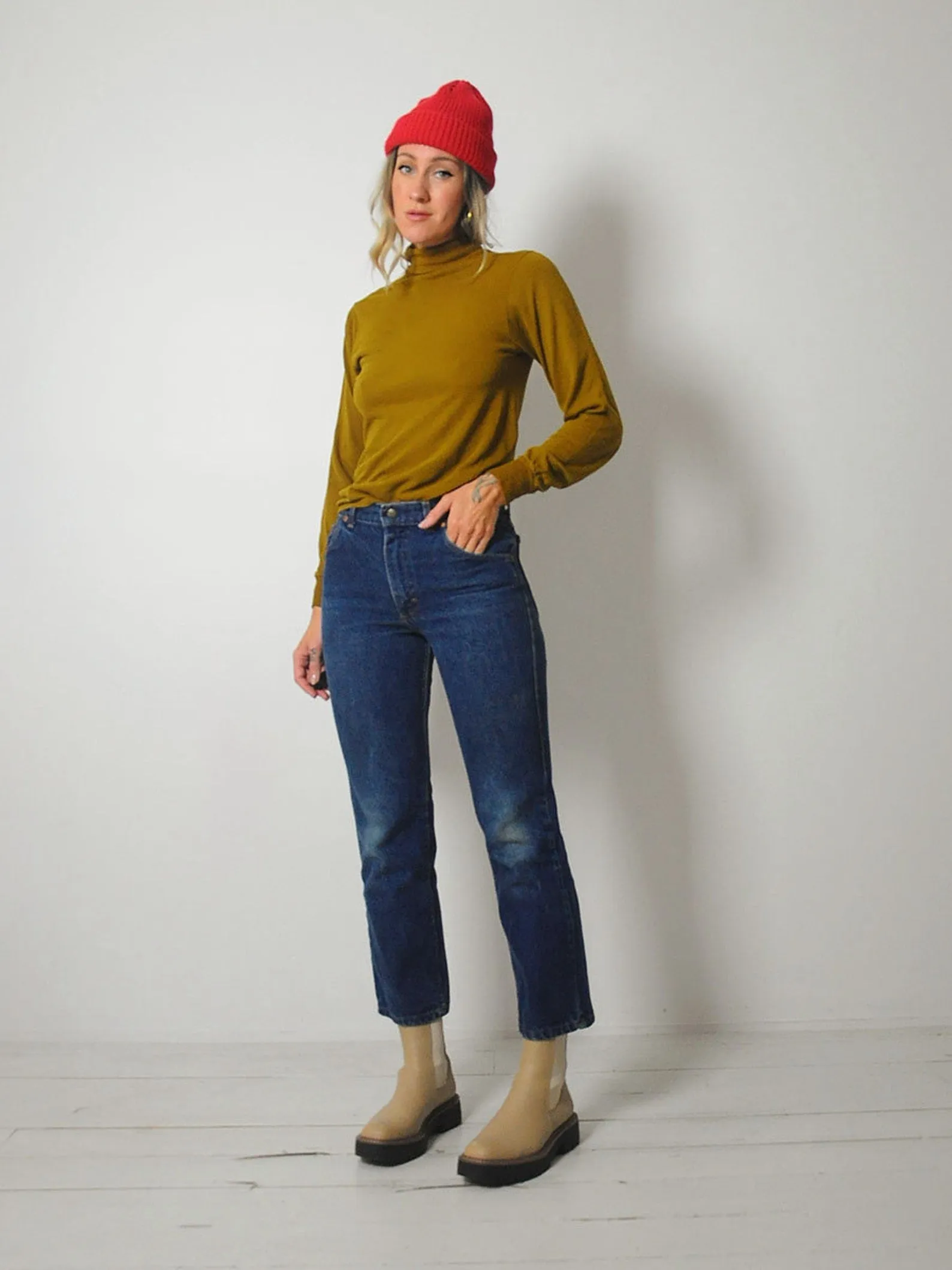 1970's Ochre Thin Turtleneck