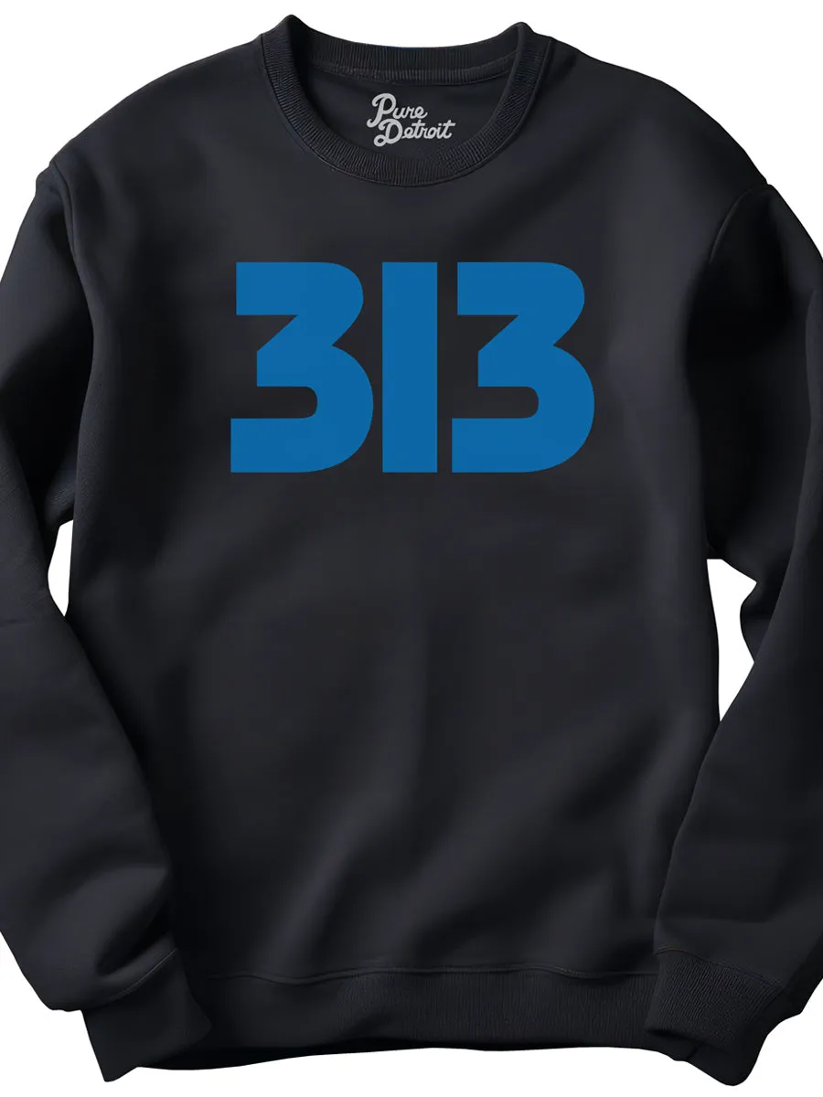 313 Modern Detroit Unisex Premium Sweatshirt - Black and Blue