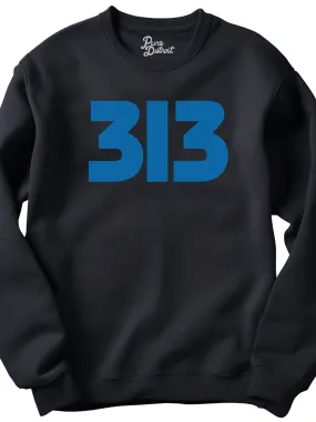 313 Modern Detroit Unisex Premium Sweatshirt - Black and Blue