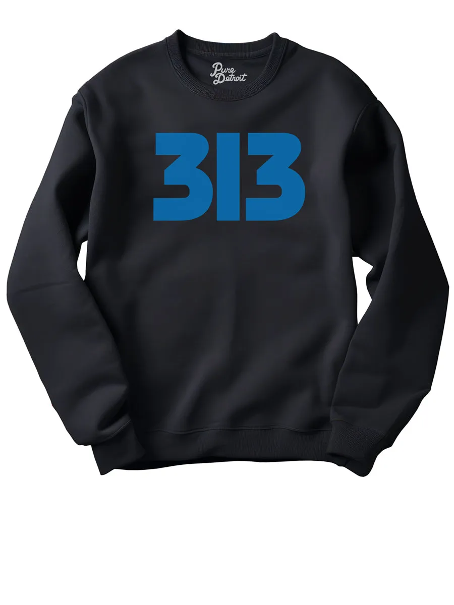 313 Modern Detroit Unisex Premium Sweatshirt - Black and Blue