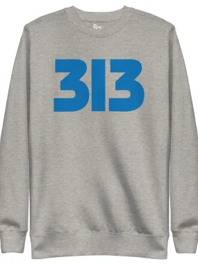 313 Modern Detroit Unisex Premium Sweatshirt - Carbon Gray / Blue