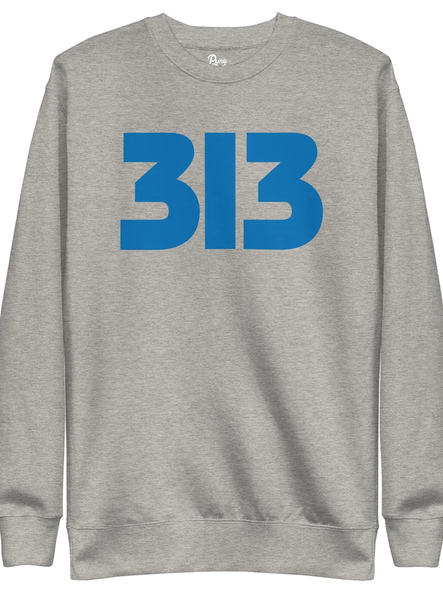 313 Modern Detroit Unisex Premium Sweatshirt - Carbon Gray / Blue