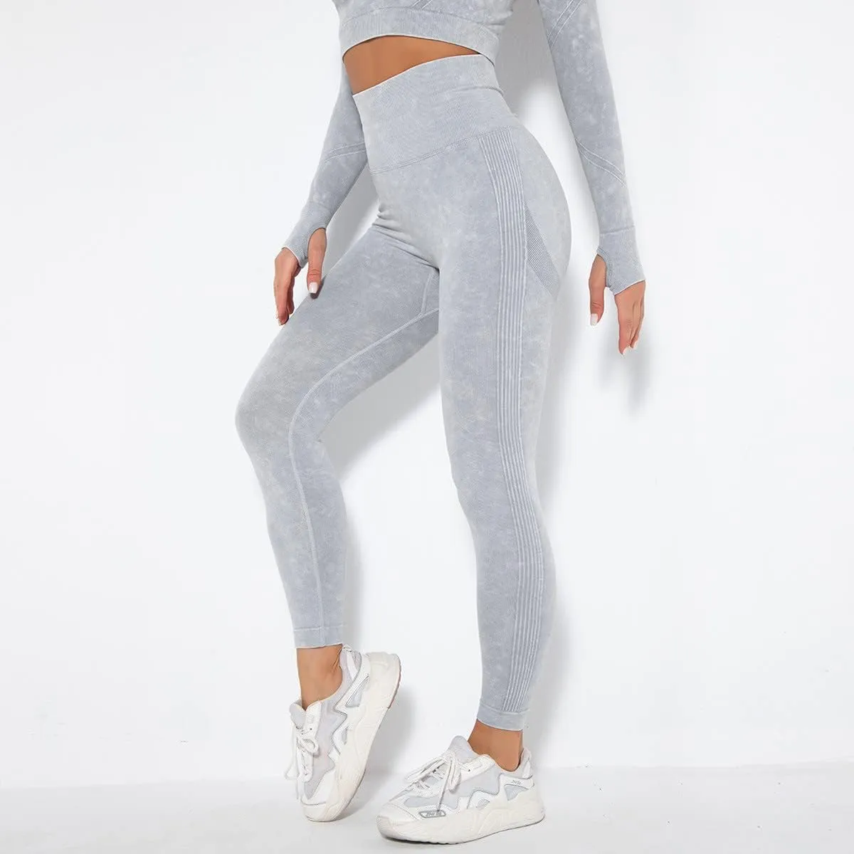Akklian Gym Yoga Pants Compression Leggings for Women High Waist Butt Lifting Leggings Comfy Stretchy Striped Sports Leggings