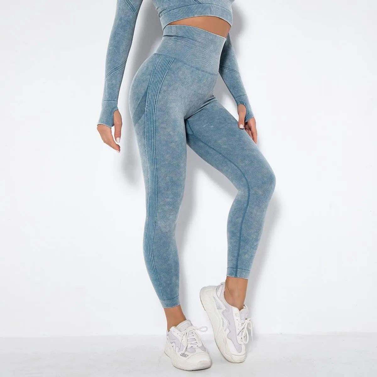 Akklian Gym Yoga Pants Compression Leggings for Women High Waist Butt Lifting Leggings Comfy Stretchy Striped Sports Leggings