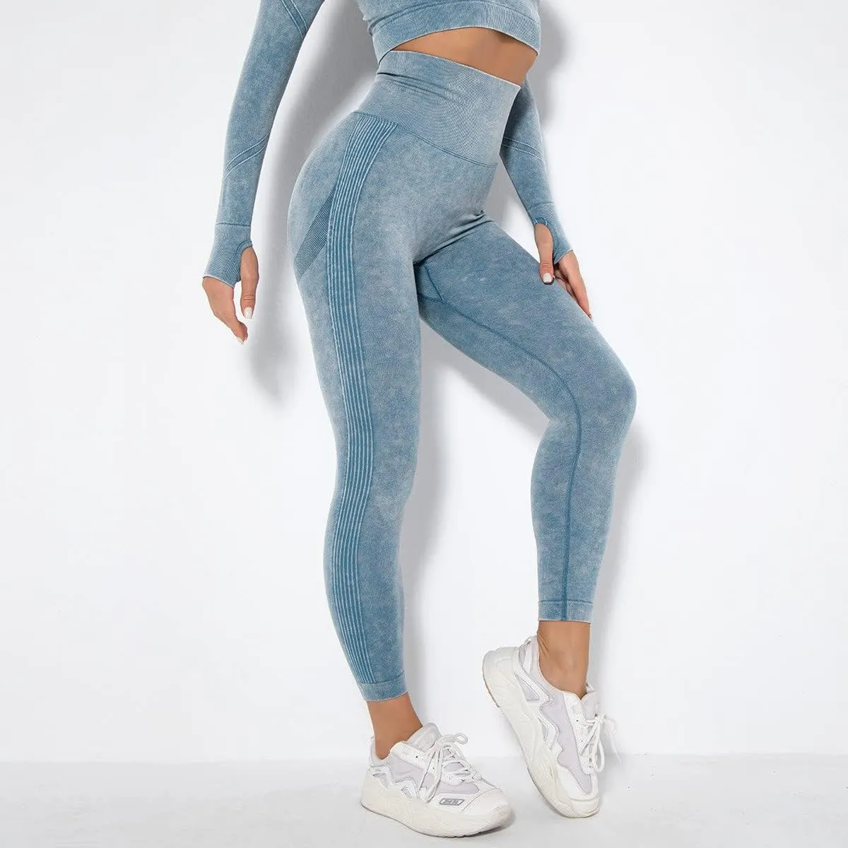 Akklian Gym Yoga Pants Compression Leggings for Women High Waist Butt Lifting Leggings Comfy Stretchy Striped Sports Leggings