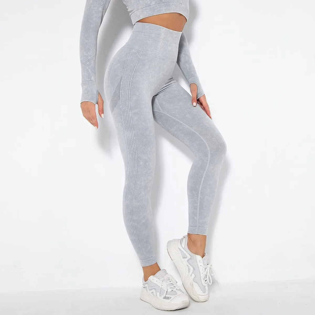 Akklian Gym Yoga Pants Compression Leggings for Women High Waist Butt Lifting Leggings Comfy Stretchy Striped Sports Leggings