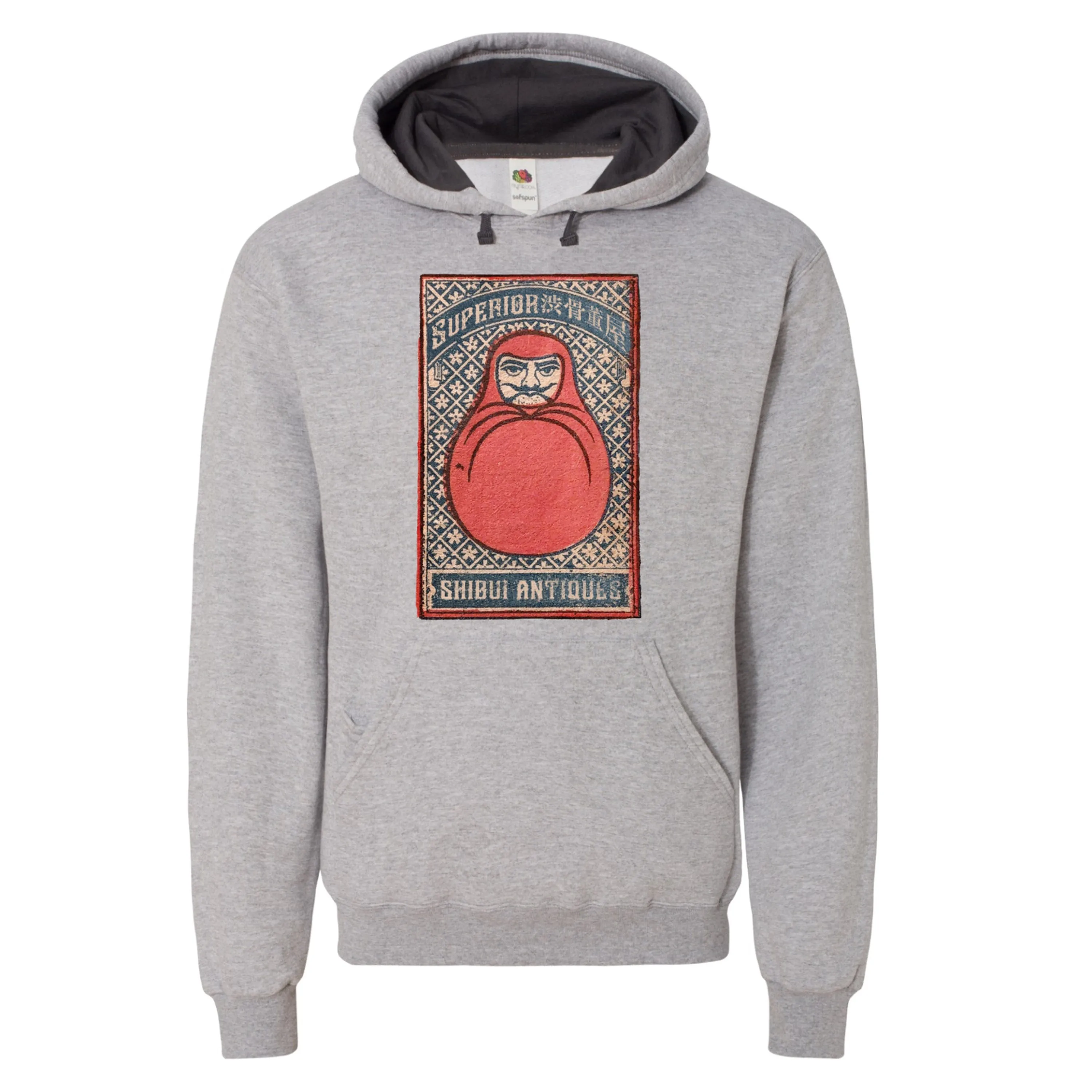 Athletic Heather Gray Hoodie "Daruma" Matchbox Cover T-Shirt