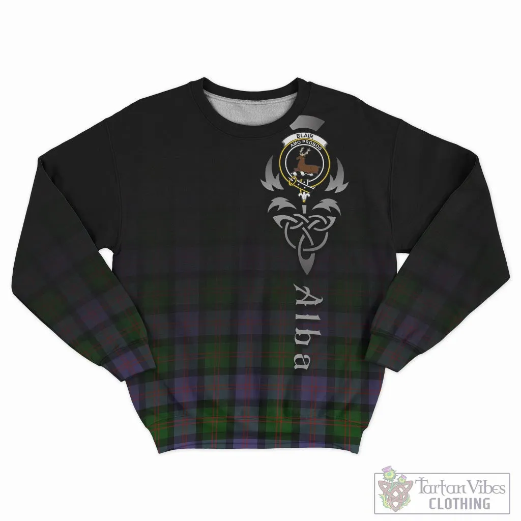 Blair Modern Tartan Sweatshirt Featuring Alba Gu Brath Family Crest Celtic Inspired