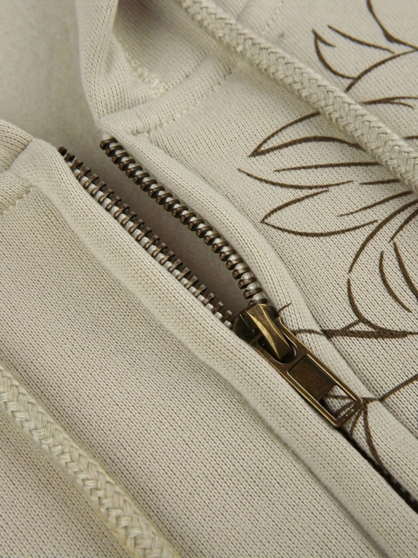 Brown and Beige Floral Print Hoodie