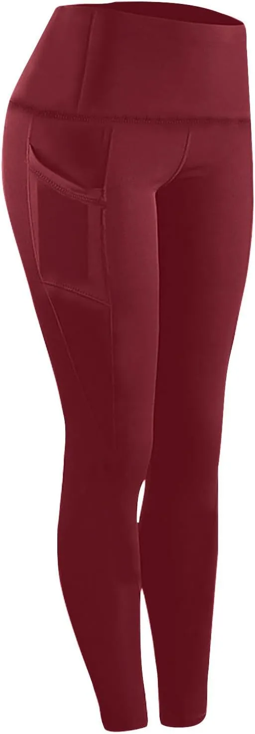 Butt Lifting Leggings for Women Tummy Control High Waist Leggings Workout Yoga Pants with Pockets Stretchy Trousers