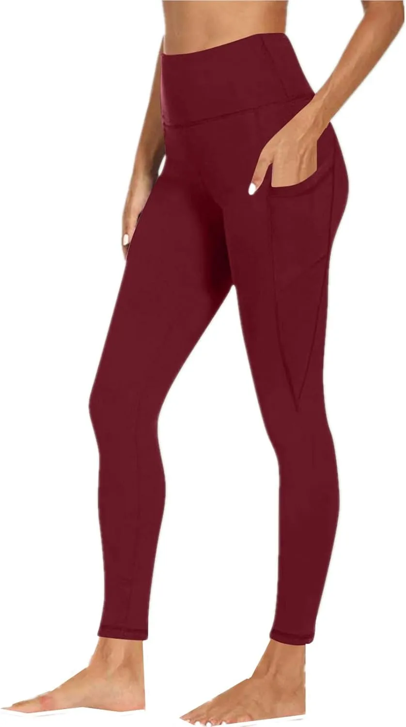 Butt Lifting Leggings for Women Tummy Control High Waist Leggings Workout Yoga Pants with Pockets Stretchy Trousers