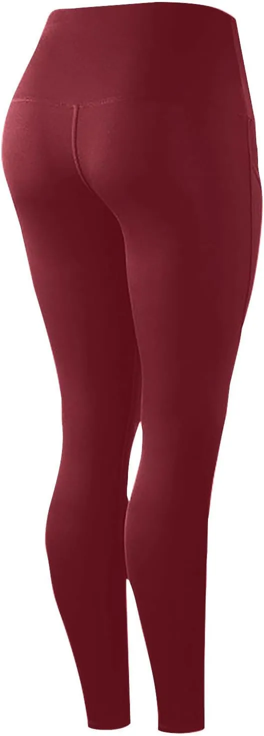 Butt Lifting Leggings for Women Tummy Control High Waist Leggings Workout Yoga Pants with Pockets Stretchy Trousers