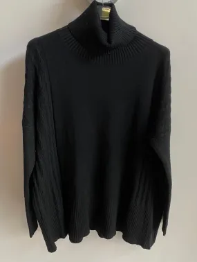 Cable Detail Cowl Neck Jumper - Black