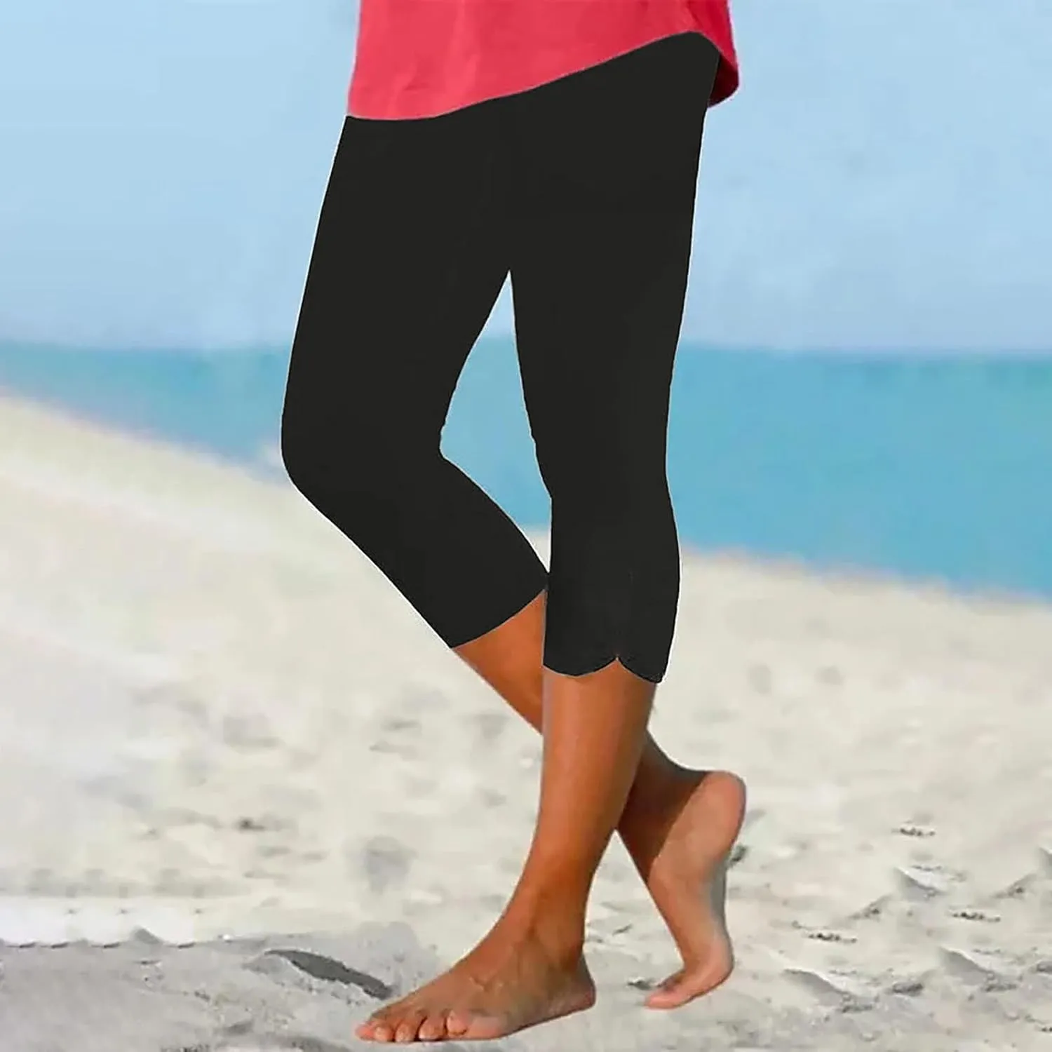 Capri Leggings for Women Dressy Cropped High Waist Yoga Pants Comfy Stretchy Leggings Workout Compression Shorts