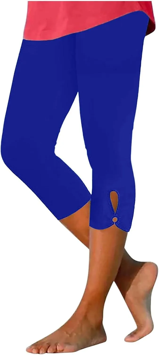 Capris Leggings for Women High Waist Cropped Pants Stretchy Workout Running Athletic Leggings with Pockets