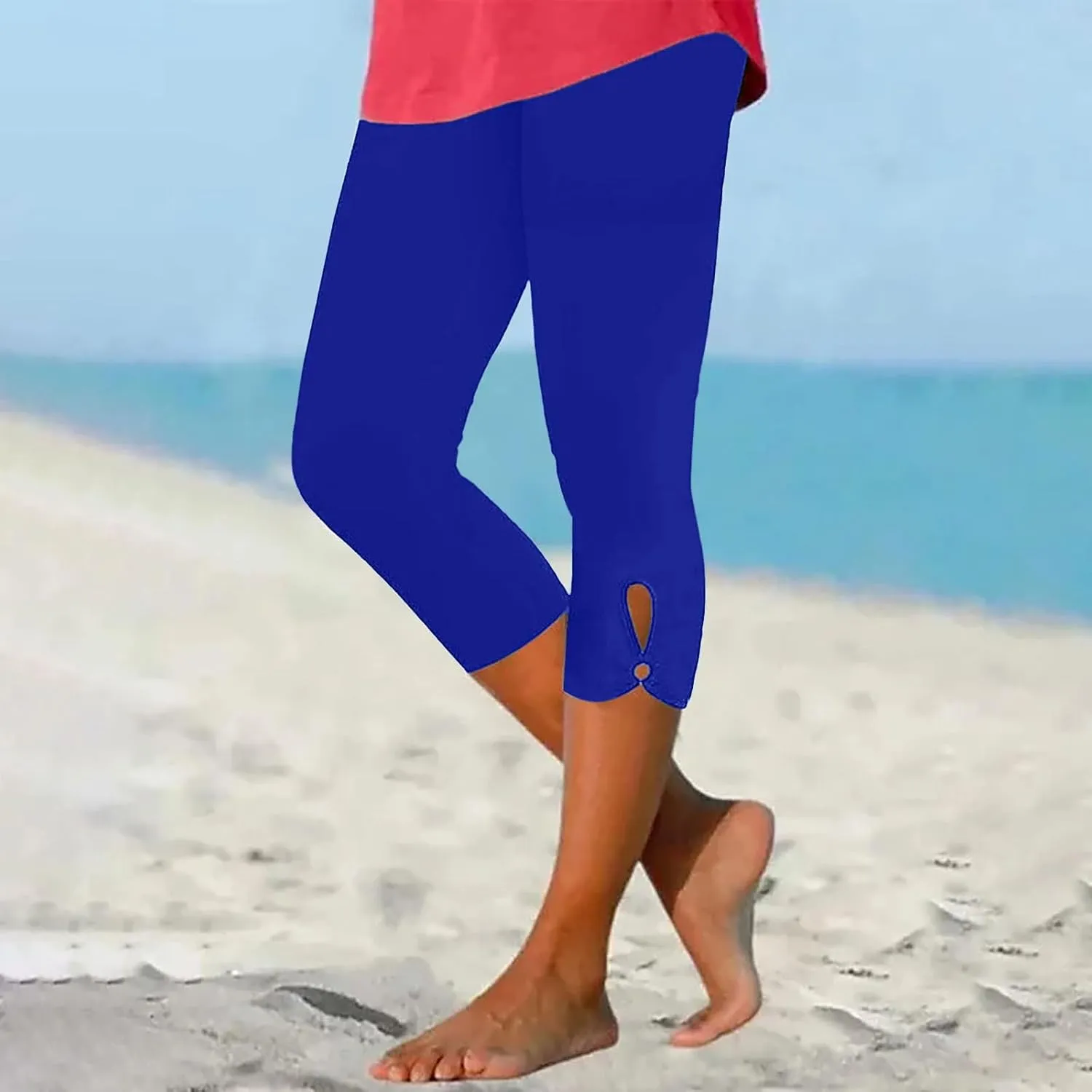 Capris Leggings for Women High Waist Cropped Pants Stretchy Workout Running Athletic Leggings with Pockets