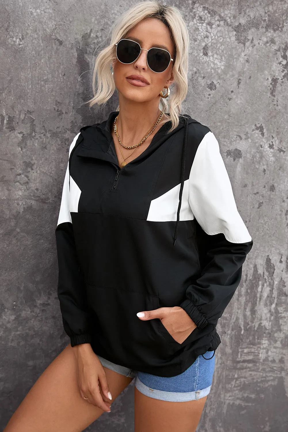 Color Block Drawstring Hoodie