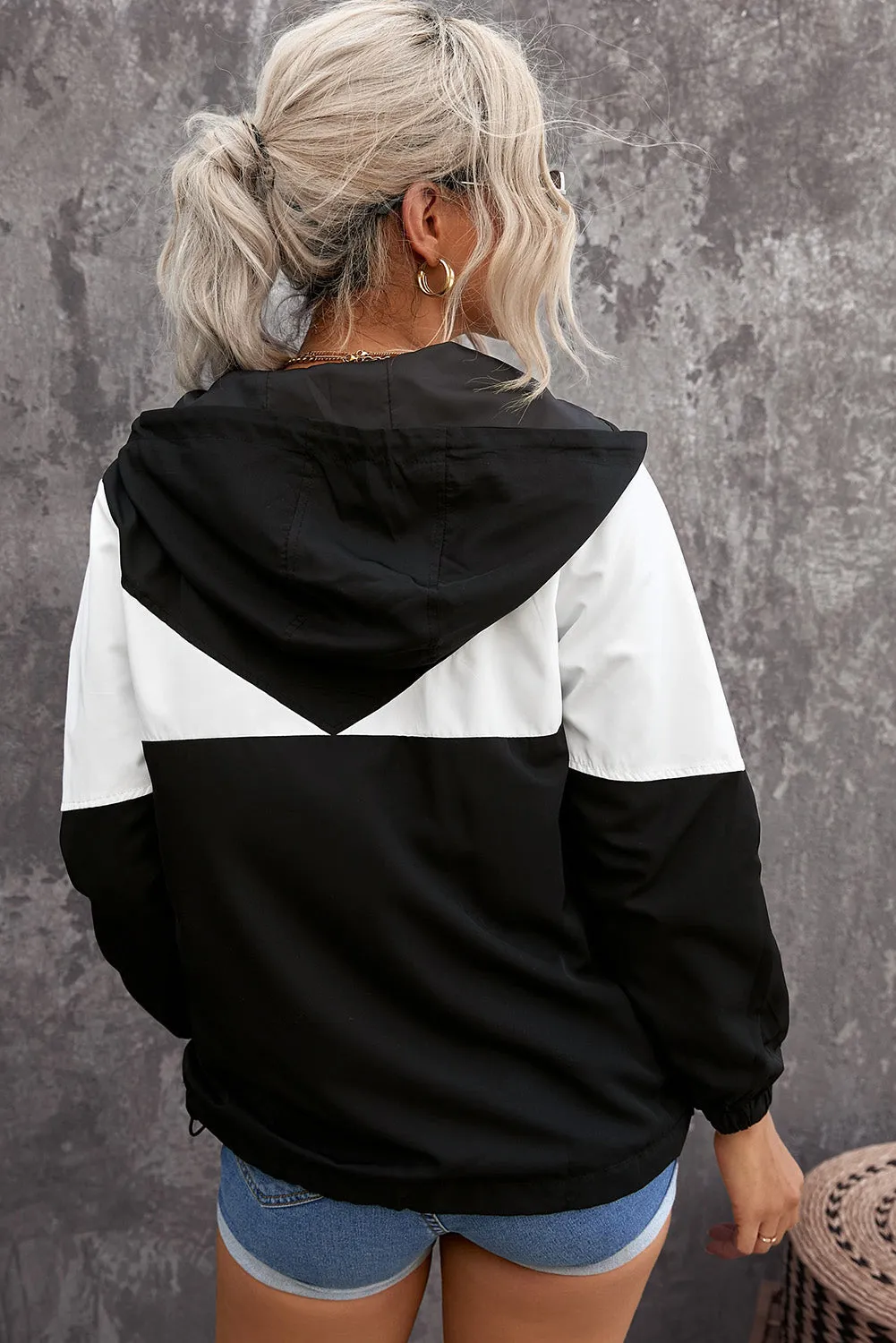 Color Block Drawstring Hoodie