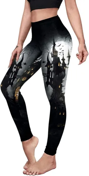 color cosplayer Womens Halloween Leggings Printed Stretchy Leggings Yoga Pants