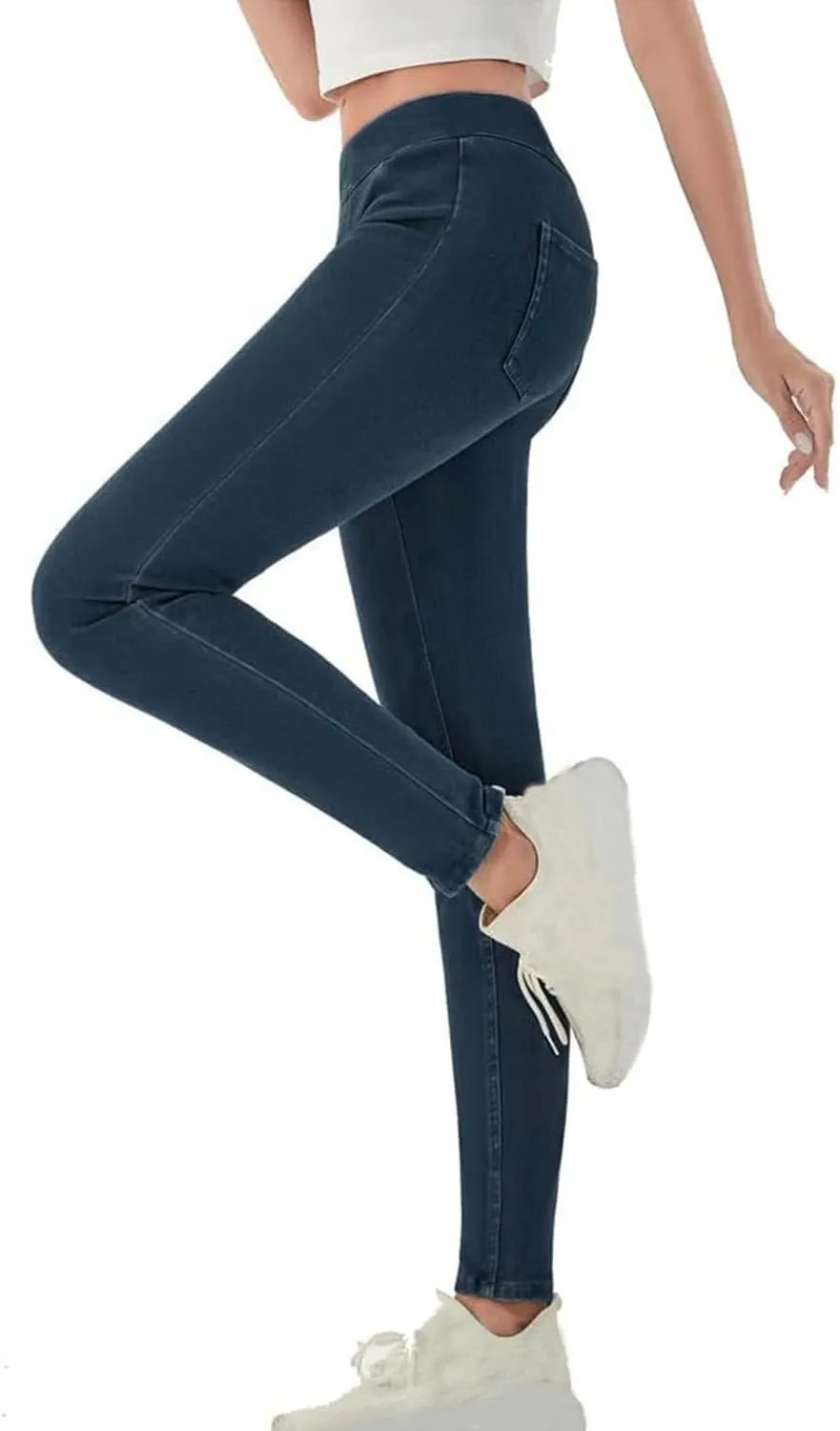 Compression Leggings for Women Trendy Jean High Waisted Plus Size Leggings with Pockets Casual Soft Stretchy Pants