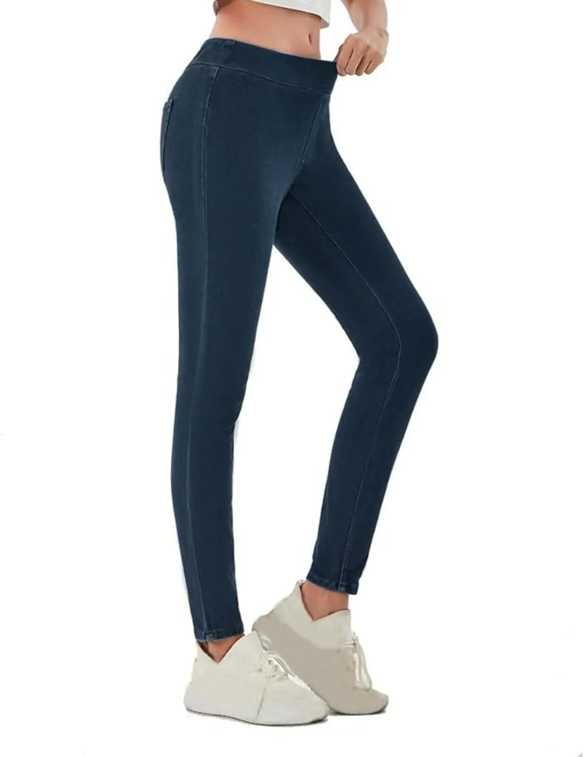 Compression Leggings for Women Trendy Jean High Waisted Plus Size Leggings with Pockets Casual Soft Stretchy Pants