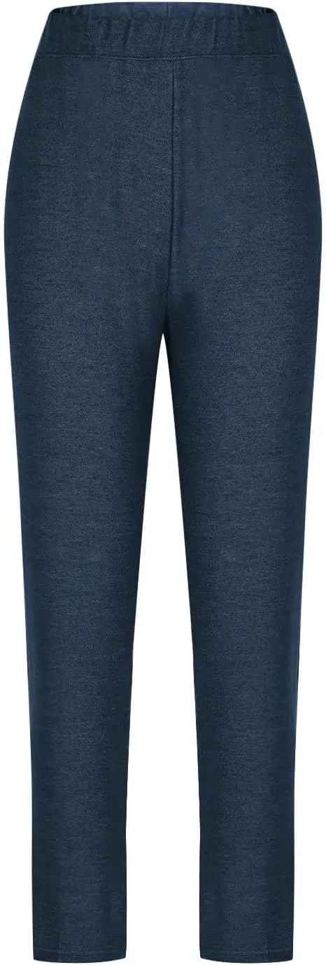 Compression Leggings for Women Trendy Jean High Waisted Plus Size Leggings with Pockets Casual Soft Stretchy Pants