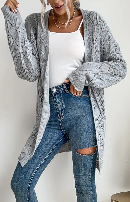 Delilah Ladies Fashion Thin Twist Sweater Cardigan