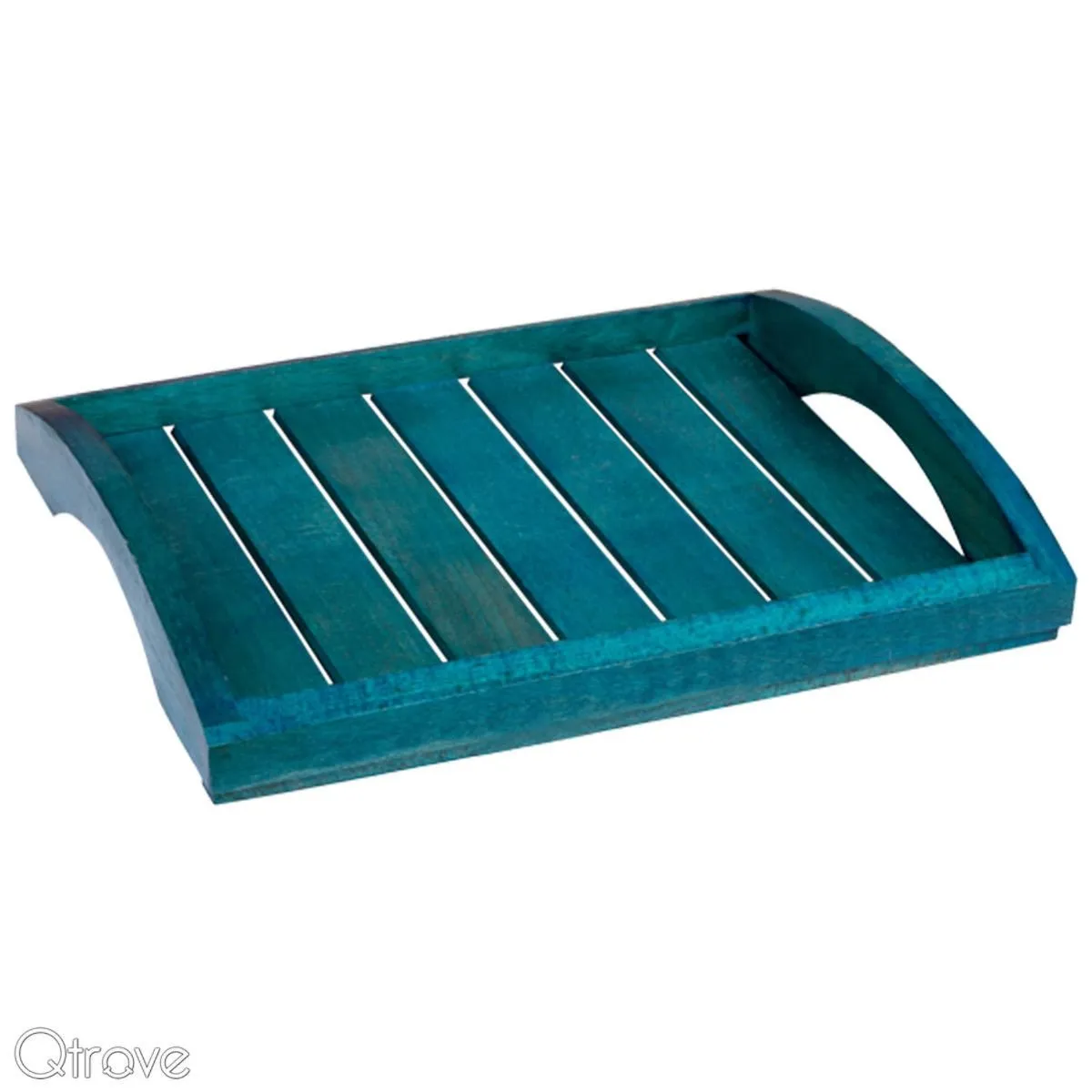 Elegant Blue Wooden Serving Tray