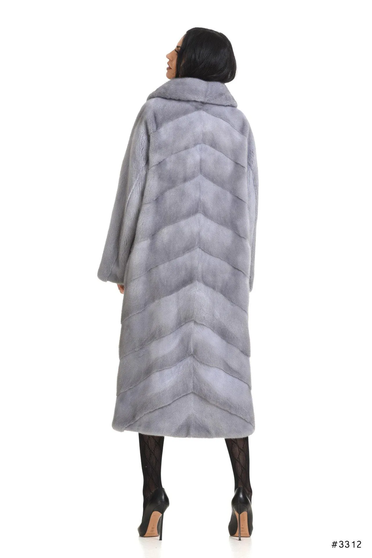 Elegant long mink coat with english collar