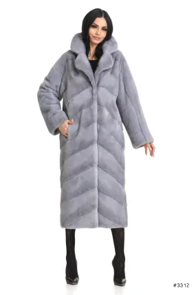 Elegant long mink coat with english collar