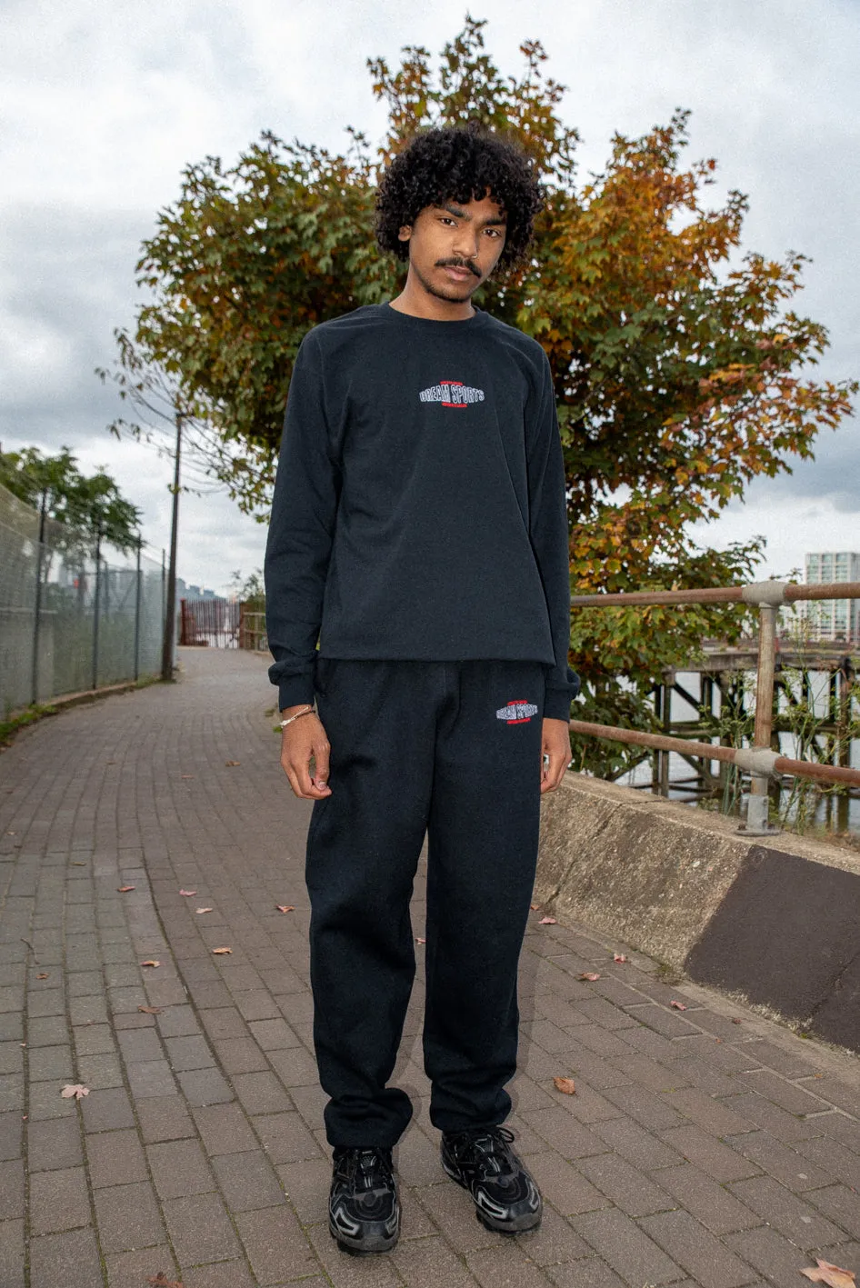 Joggers in Black with Dream Sports Embroidery