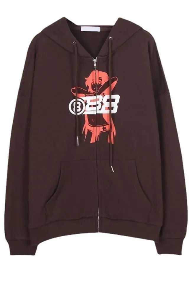 Joskaa Vintage Printed Zip Up Hoodie