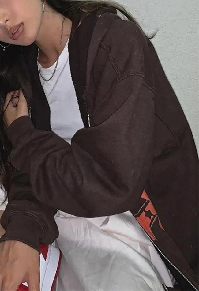 Joskaa Vintage Printed Zip Up Hoodie