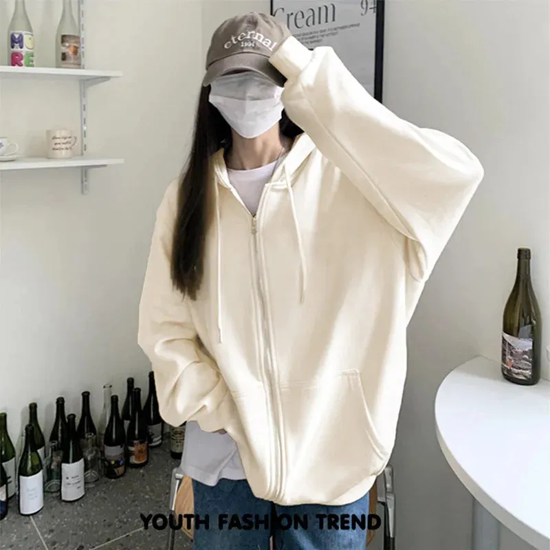 Loose Fleece Hoodie Top