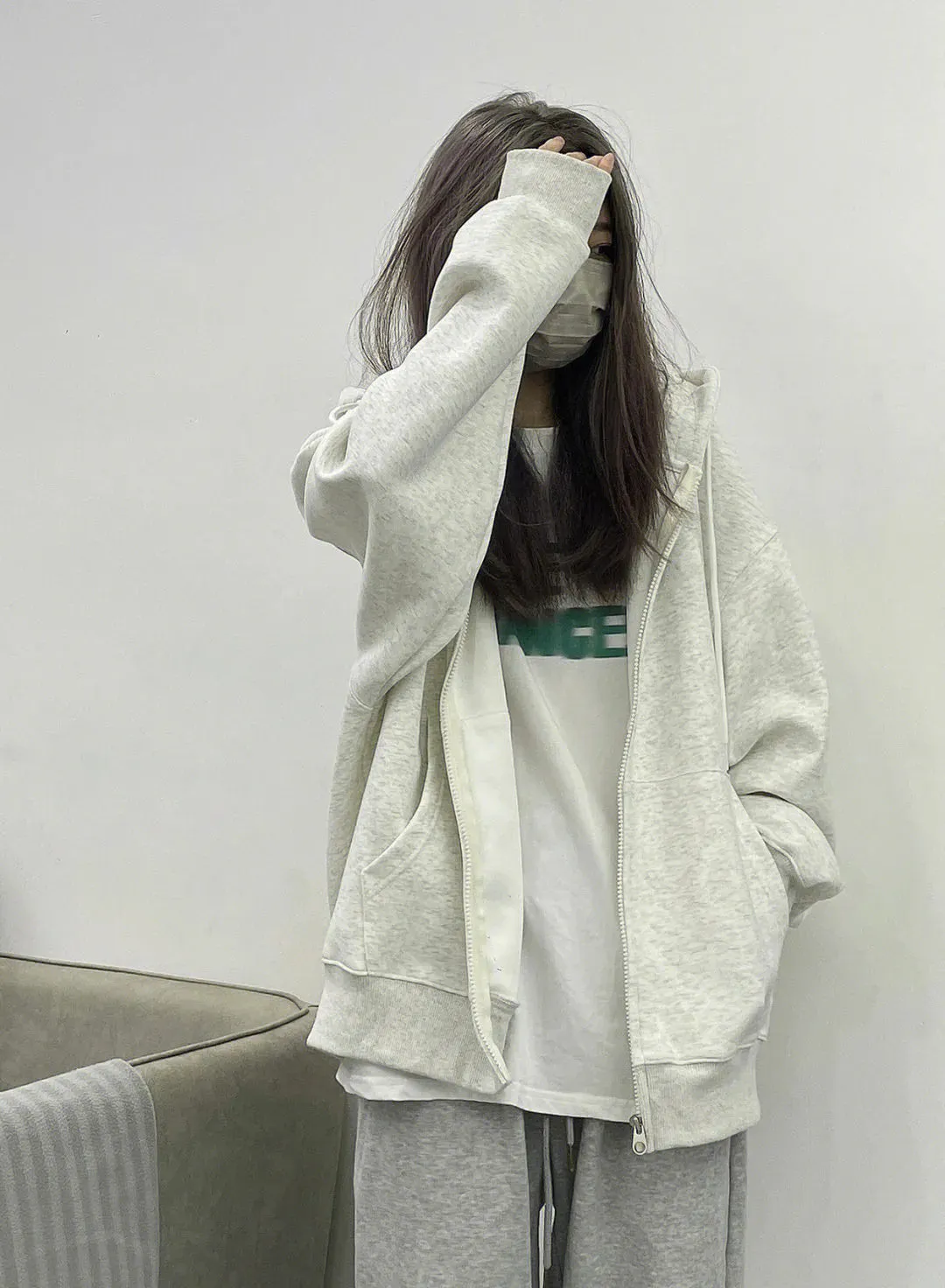 Loose Fleece Hoodie Top
