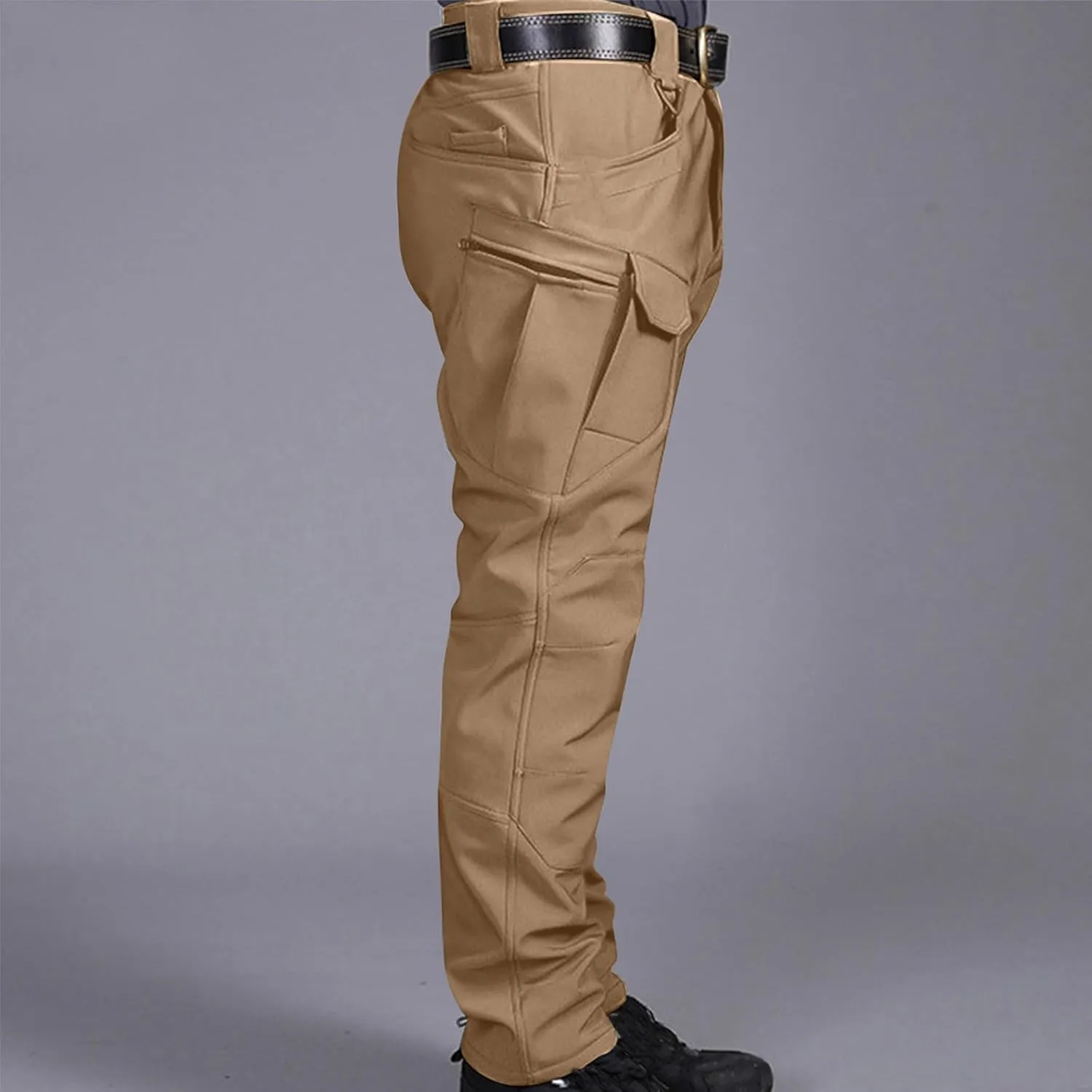 Men's Combat Cargo Pants Elastic Waist Outdoor Hiking Trousers Relaxed Fit Straight Workout Pant Casual Tactical Pant