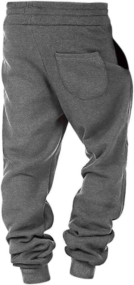 Mens Corduroy Cargo Pants, Baggy Casual Sweatpants, Athletic Drawstring Elastic Waist Relaxed Fit Pants with Pockets