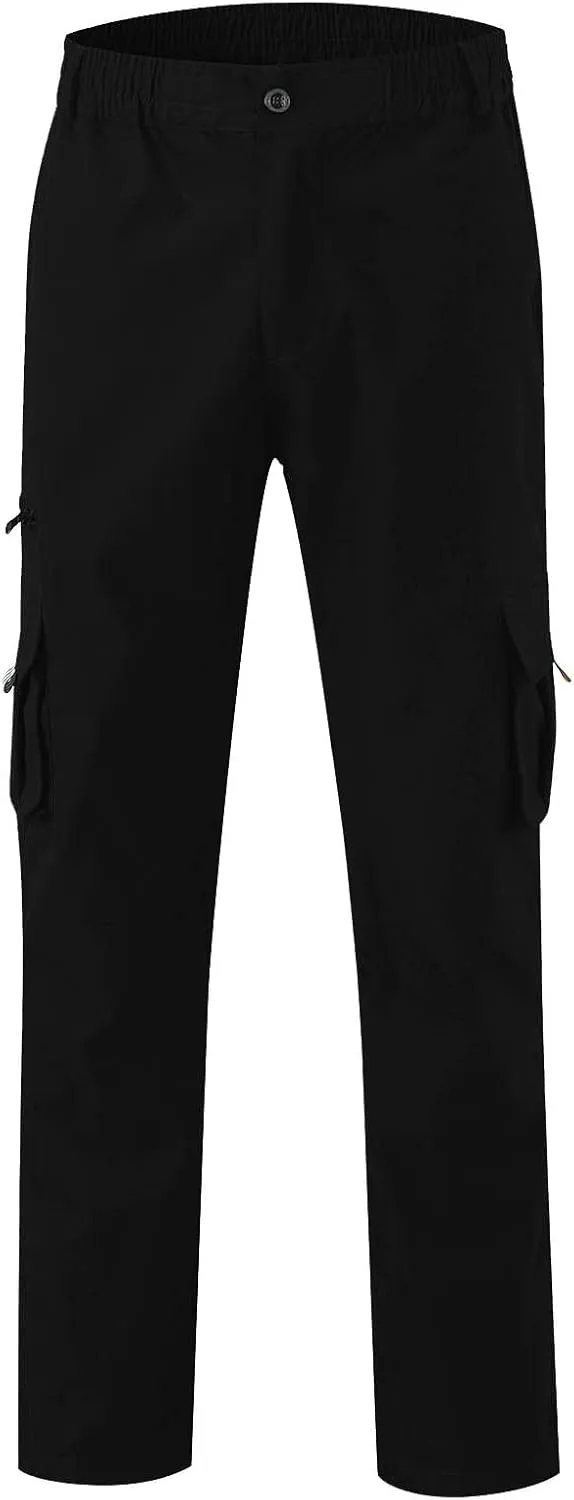 Men's Cotton Blend Cargo Pants Hiking Joggers with Multi Pockets Relaxed Fit Outdoor Trousers Sweatpants for Men