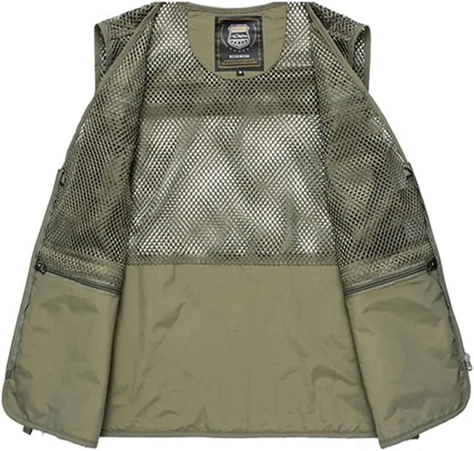 Men's Hiking Breathable Openwork Camo1 Journalist Photographer Waistcoat Camping Jacket Fishing Vest