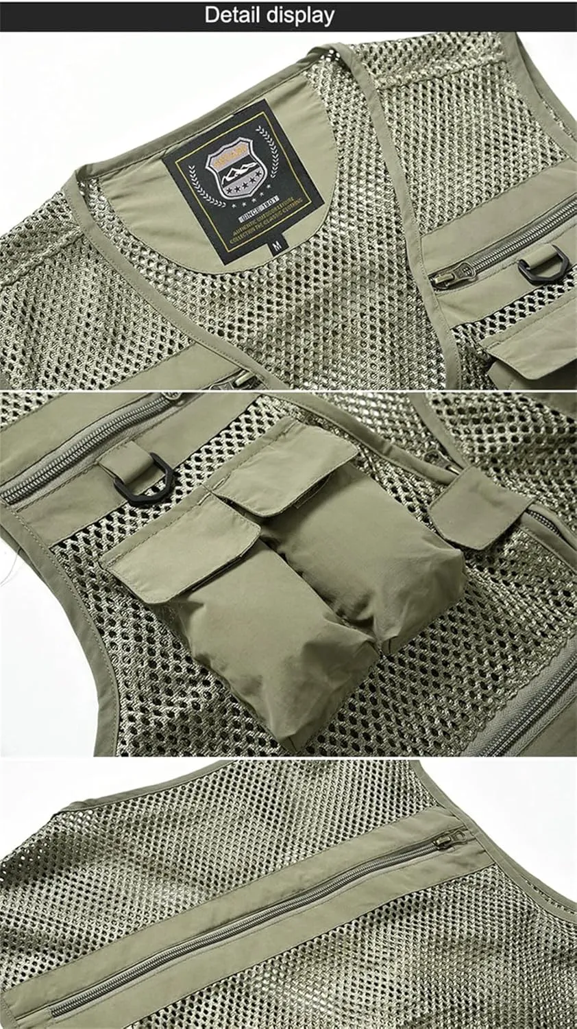 Men's Hiking Breathable Openwork Camo1 Journalist Photographer Waistcoat Camping Jacket Fishing Vest