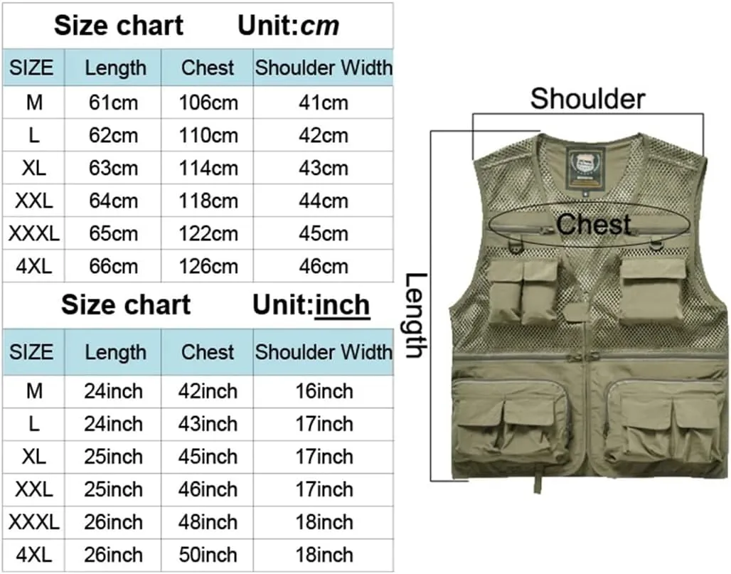 Men's Hiking Breathable Openwork Camo1 Journalist Photographer Waistcoat Camping Jacket Fishing Vest