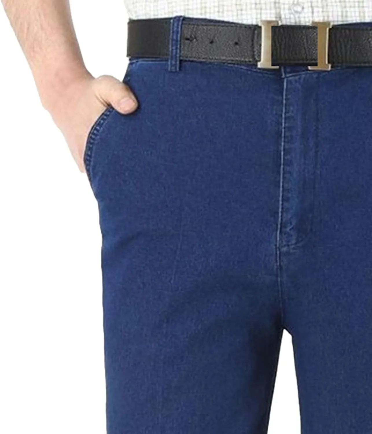 Men's Regular Fit Hight Waist Jeans Straight Leg Casual Loose Denim Pants Stretch Classic Comfort Jeans