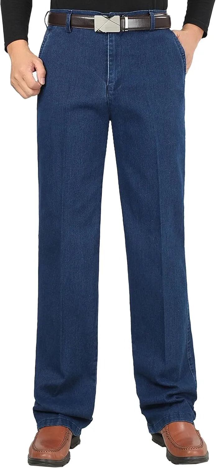 Men's Regular Fit Hight Waist Jeans Straight Leg Casual Loose Denim Pants Stretch Classic Comfort Jeans