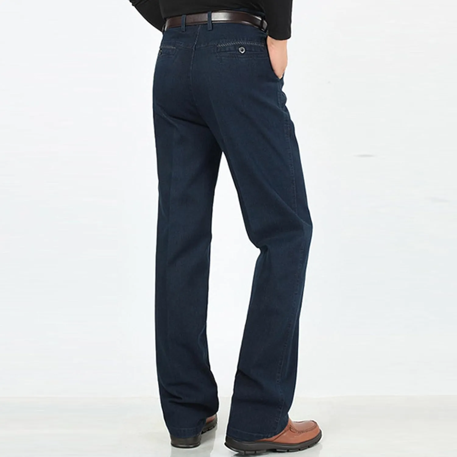 Men's Regular Fit Hight Waist Jeans Straight Leg Casual Loose Denim Pants Stretch Classic Comfort Jeans