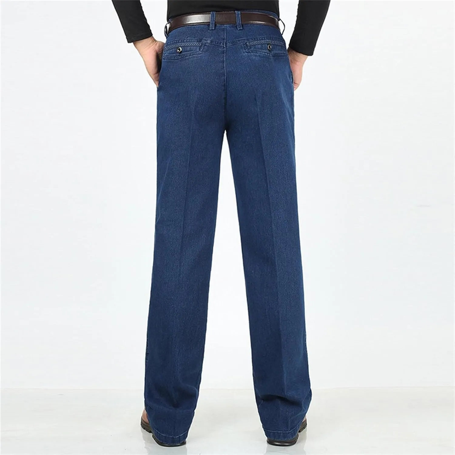 Men's Regular Fit Hight Waist Jeans Straight Leg Casual Loose Denim Pants Stretch Classic Comfort Jeans