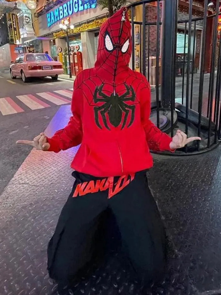 Men's Spider Man Styling Print Oversized Hoodie