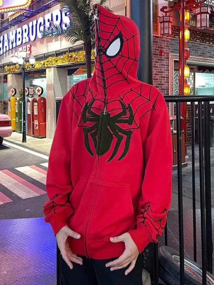 Men's Spider Man Styling Print Oversized Hoodie