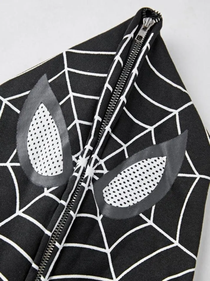 Men's Spider Man Styling Print Oversized Hoodie